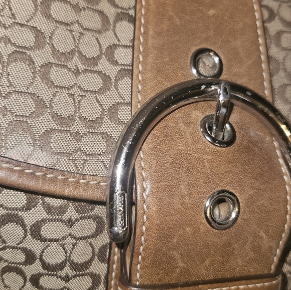 Coach Y2K Soho Brown Signature "C" Shoulder Bag 6818 Silver Buckle Vintage Small - Picture 10 of 14